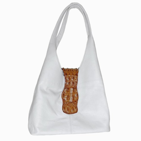 Moo Moo Designs Handbags - Moo Moo Designs | White Leather & Crocodile Hanbag